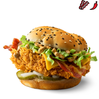 Шефбургер Де Люкс острый – заказать в ресторанах РОСТИКС | Официальный сайт ROSTIC`S